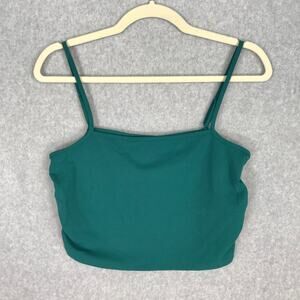 Sincerely Jules Crop Top Womens Small Green Tank Ruched Resort Twee Basic Jersey